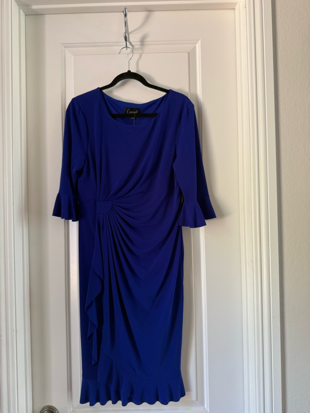 NWOT: Connected apparel Royal Blue Ruffled Sheath Dress
